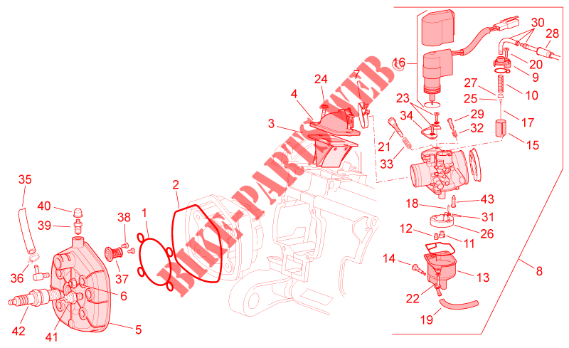 Cabezal/Carburador para Aprilia SR IE+Carb. 2014